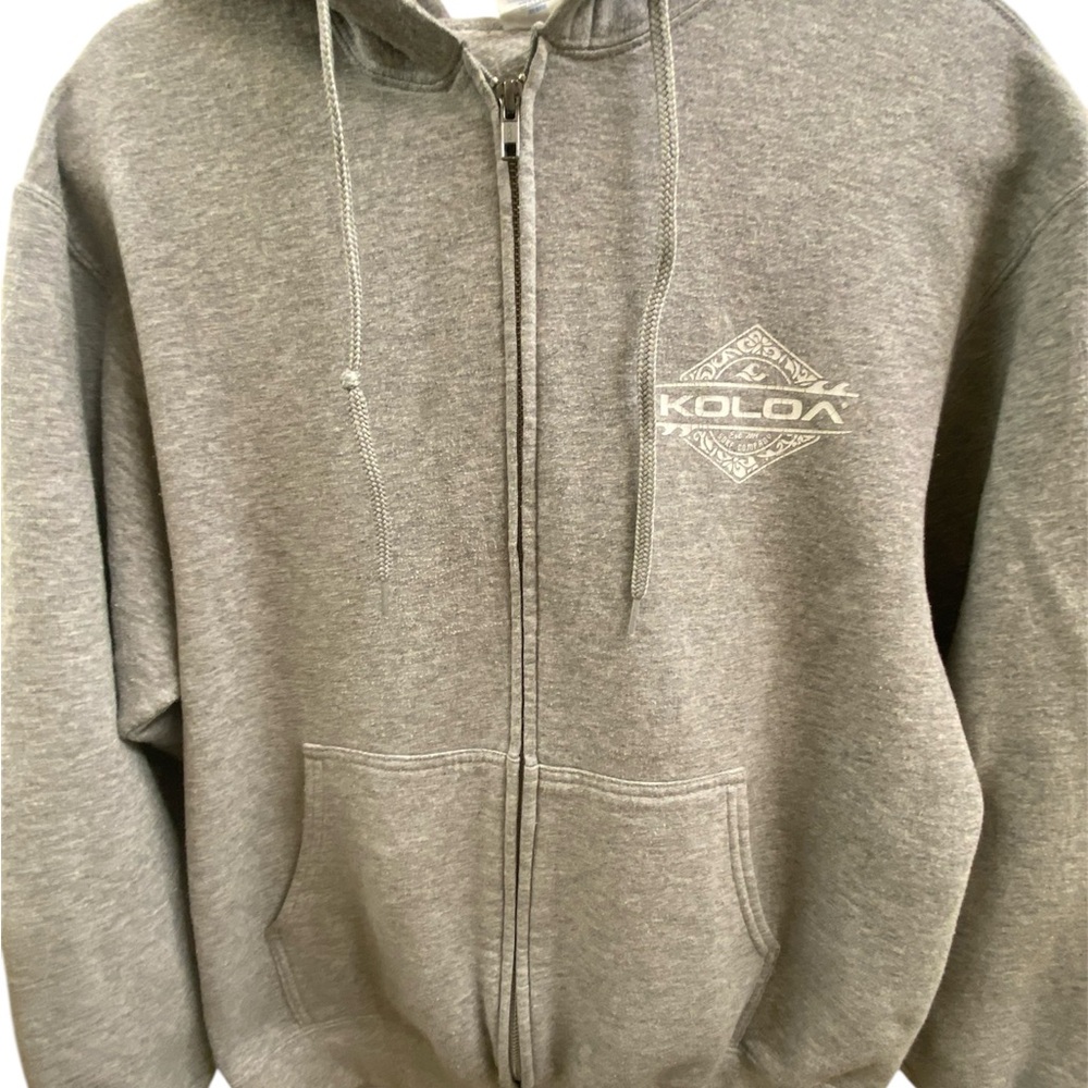 Gray Zip-Up Sweatshirt with Hood and Drawstrings by Koala surf shop